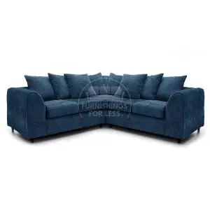 Monaco Chenille Fabric 5 Seater L Shaped Corner Sofa  Blue