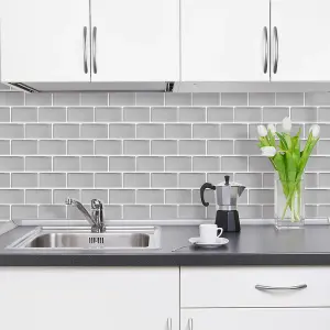 Peel and Stick Self-Adhesive Wall Tile Stickers for Kitchen and Bathroom Backsplash (10 PCS , 12x12 Inches, T 1.2mm Grey)