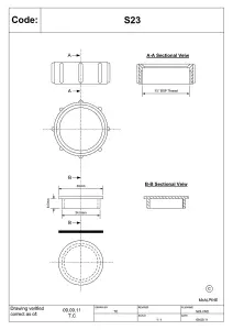 McAlpine S23 1" Blank Cap with nut for BSP threads