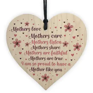 Red Ocean Mother's Day Gift Mother's Day Card Wooden Heart Gift For Mum Daughter Son Gifts Keepsake