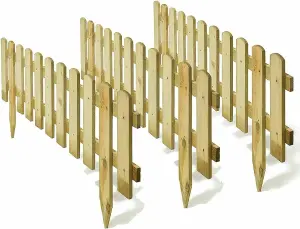 AAMEN Pack of 6 Wooden freestanding Picket Fence Panels - Natural