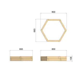 OutdoorGardens Stackable Wooden Hex Planter - 800mm