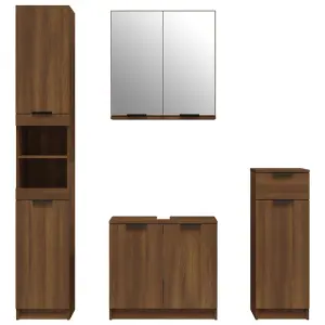 Berkfield 4 Piece Bathroom Cabinet Set Brown Oak Engineered Wood