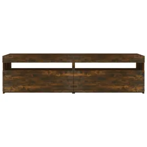 Berkfield TV Cabinet with LED Lights 2 pcs Smoked Oak 75x35x40 cm