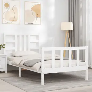 Berkfield Bed Frame with Headboard White 90x200 cm Solid Wood