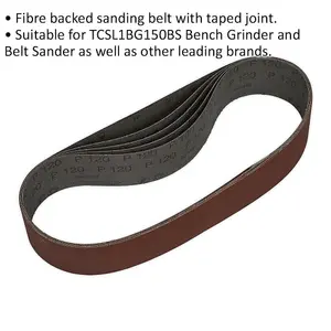 5 Pack of 50mm x 686mm Sanding Belts - 120 Grit Aluminium Oxide Loop for Woodworking