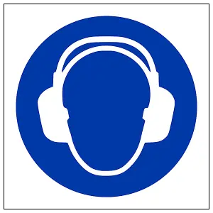 Ear Protection Logo PPE Mandatory Sign - Rigid Plastic 100x100mm (x3)