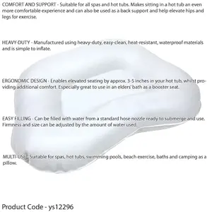 50x35cm Inflatable Hot Tub Cushion - Premium Waterproof Spa Comfort Seat Booster