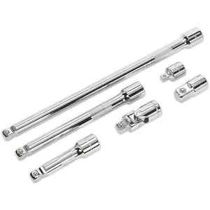 6 Piece Wobble and Rigid Extension Bar Set with Adaptors and Joint - 3/8 Inch Square Drive