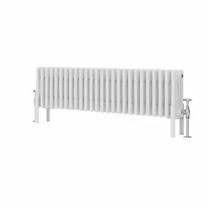 Right Radiators 300x1190 mm Horizontal Traditional 4 Column Cast Iron Style Radiator White