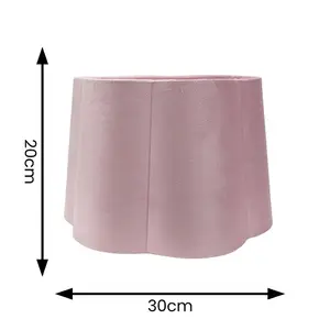 ValueLights Amy Blush Pink Velvet Scallop Shape Ceiling Floor Table Lamp Shade with LED Bulb