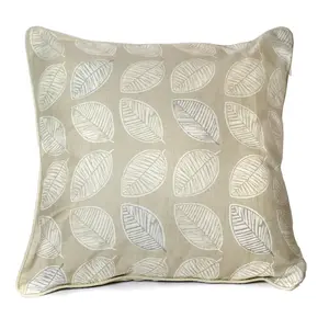 Delft Floral Square Throw Pillow Cover Beige