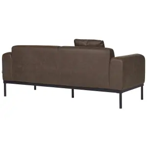 2 Seater Faux Leather Sofa Dark Brown MALMOS