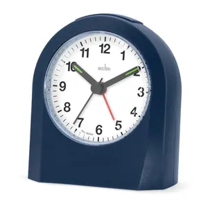 Analogue Quartz Movement / Crystal Alarm Tabletop Clock in White Blue