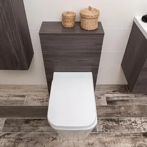 Novela Back to Wall Toilet WC Unit in Dark Wood