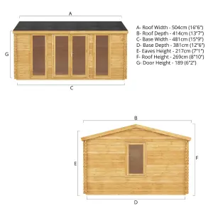 Waltons 5m x 4m 34mm Wooden Log Cabin Home Office Garden Room