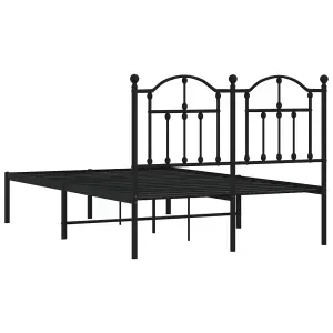 Berkfield Metal Bed Frame with Headboard Black 120x190 cm