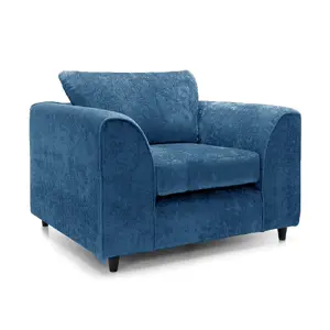 Monaco Chenille Fabric Single Seater Armchair Blue