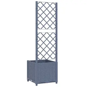 Berkfield Garden Planter with Trellis Dark Grey 40x40x136 cm PP