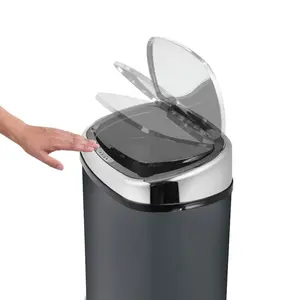 Steel Motion Sensor Rubbish Bin - 58L Charcoal