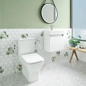 Cloakroom Suite - Vanity Unit, Tap and Toilet - White/Chrome