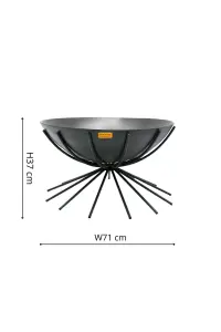 Outdoor Metal Dakota Fire Pit in Black H37Cm W71Cm