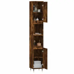 Berkfield Bathroom Cabinet Smoked Oak 30x30x190 cm Engineered Wood