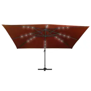 Berkfield Cantilever Umbrella with LED Lights Terracotta 400x300 cm