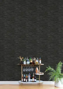 NuWallpaper NUS4992 Grassweave Peel & Stick Wallpaper, Black