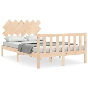 Berkfield Bed Frame with Headboard Small Double Solid Wood