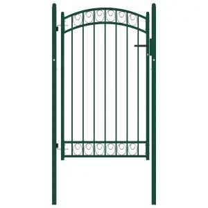 Berkfield Fence Gate with Arched Top Steel 100x150 cm Green