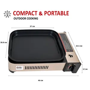 Portable Camping Gas Grill BBQ with Grill Pan Grill Plate and Lid Butan Outdoor Stove