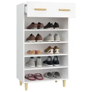 Berkfield Shoe Cabinet White 60x35x105 cm Engineered Wood