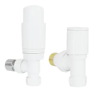 Right Radiators White Angled TRV Thermostatic Radiator Valve and Manual Angled Valve 15mm x 1/2"