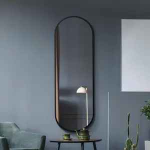 MirrorOutlet Vultus - New Black Metal Framed Double Arched Wall Mirror 71 X 24" (180CM X 60CM)