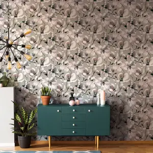 Galerie Flora Silver Cherry Blossom Wallpaper