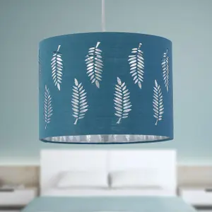 First Choice Lighting Set of 2 Fern Teal Cut Out 25cm Pendant Lightshades