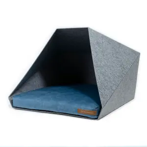 Polyester Pet Bed Light Grey/Navy Blue