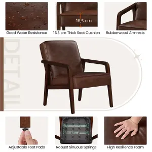 Yaheetech Dark Brown Extra-wide Faux Leather Accent Chair Wood Frame Armchair