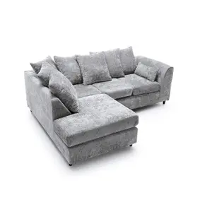 Harriet Crushed Chenille Left Facing Corner Sofa in Light Grey