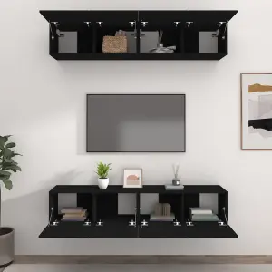 Berkfield TV Cabinets 4 pcs Black 80x30x30 cm Engineered Wood