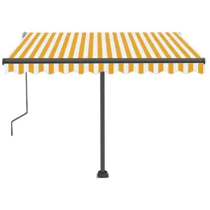 Berkfield Manual Retractable Awning with LED 350x250 cm Yellow and White