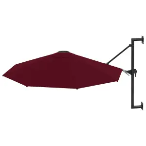 Berkfield Wall-Mounted Parasol with Metal Pole 300 cm Burgundy