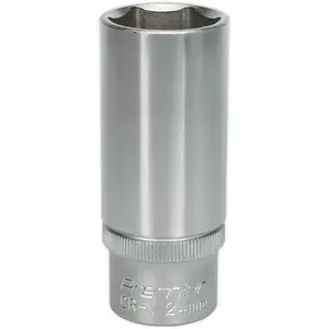 24mm Chrome Vanadium Deep Drive Socket - Durable 1/2 Inch Square Drive Tool