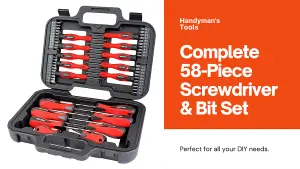 Ultra Fix 58 Piece Screwdriver Set & Heavy Duty Storage Case for Screwdrivers, Assorted 58 Piece Professional Screwdriver Set