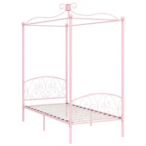 Berkfield Canopy Bed Frame Pink Metal 90x200 cm