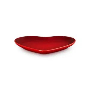 Le Creuset Stoneware Heart Plate Cerise