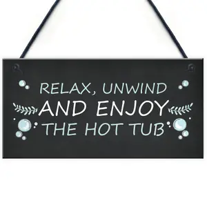 Red Ocean Hanging Hot Tub Sign For Garden Novelty Garden Wall Sign Lazy Spa Home Gifts