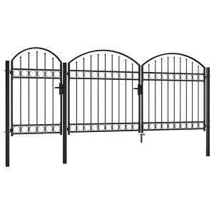 Berkfield Garden Fence Gate with Arched Top Steel 2.25x4 m Black