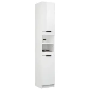 Berkfield Bathroom Cabinet High Gloss White 32x34x188.5cm Engineered Wood